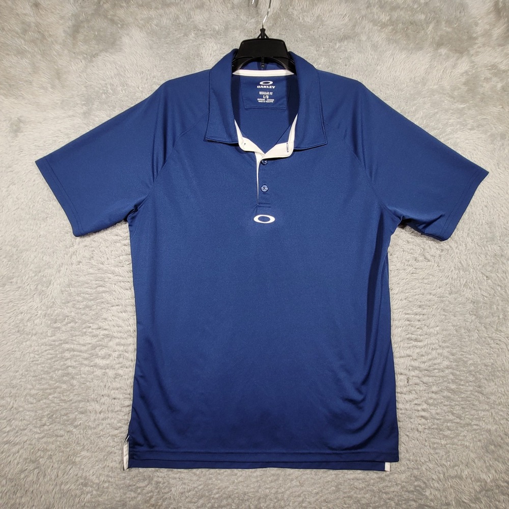 Oakley Polo Shirt Mens L Blue Hydrolix Regular Fit Short Sleeve 452594OBM